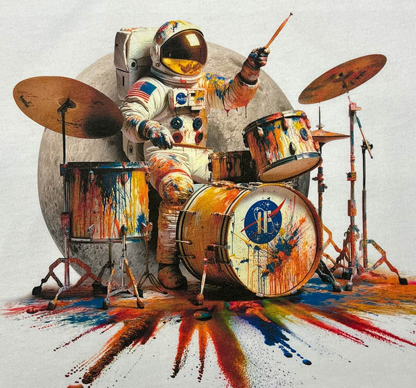 Drum & Space  Mens T White