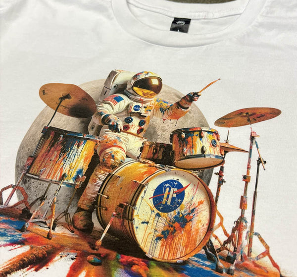 Drum & Space  Mens T White