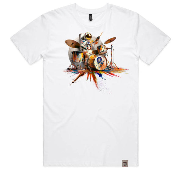 Drum & Space  Mens T White