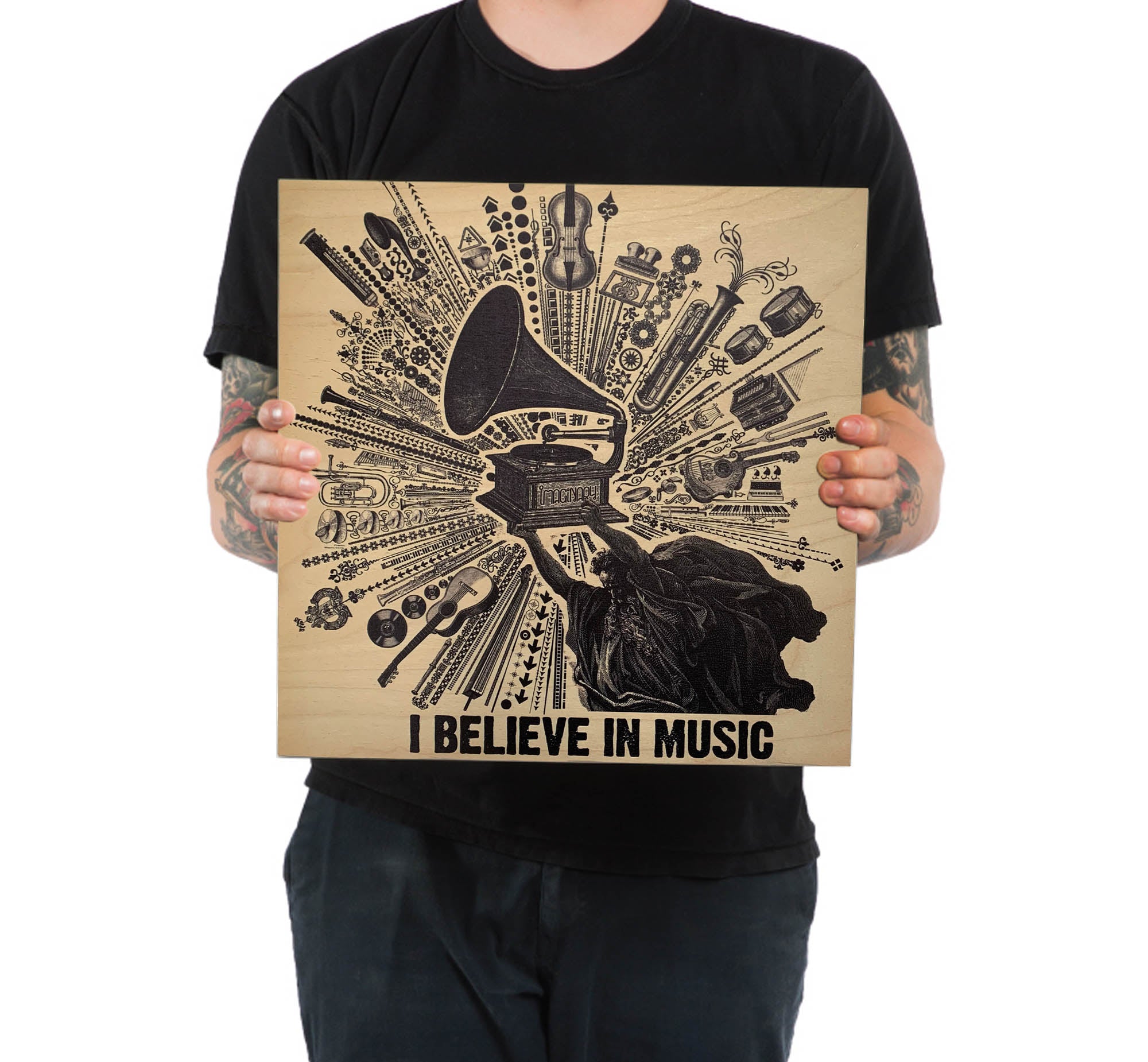 I Believe in Music 16x16 Wood Print