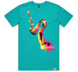 Anniversary Ribbon Men's T shirt  Teal